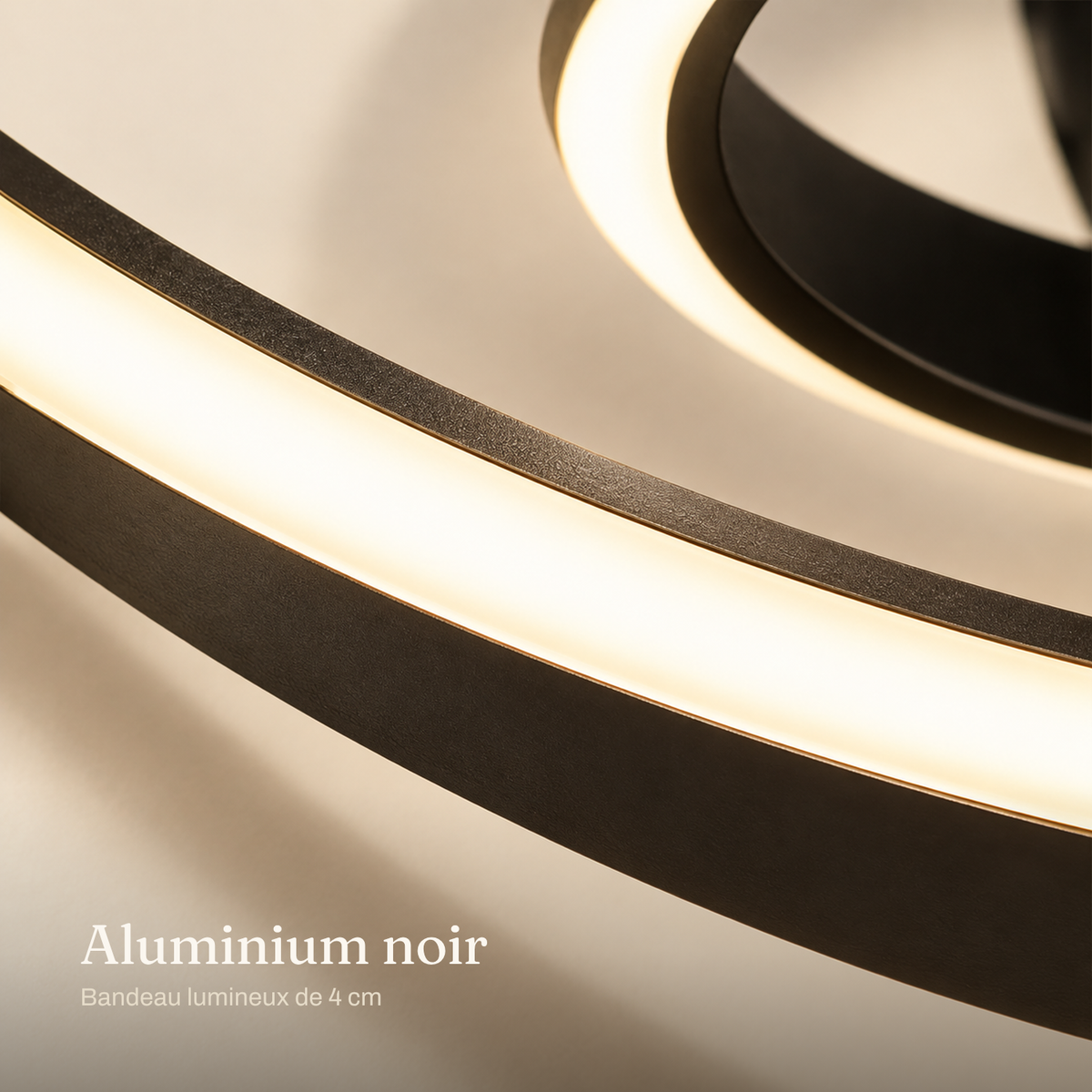 Plafonnier LED L'Orbite de Lumoss, deux anneaux ovales en aluminium, 56,5 cm