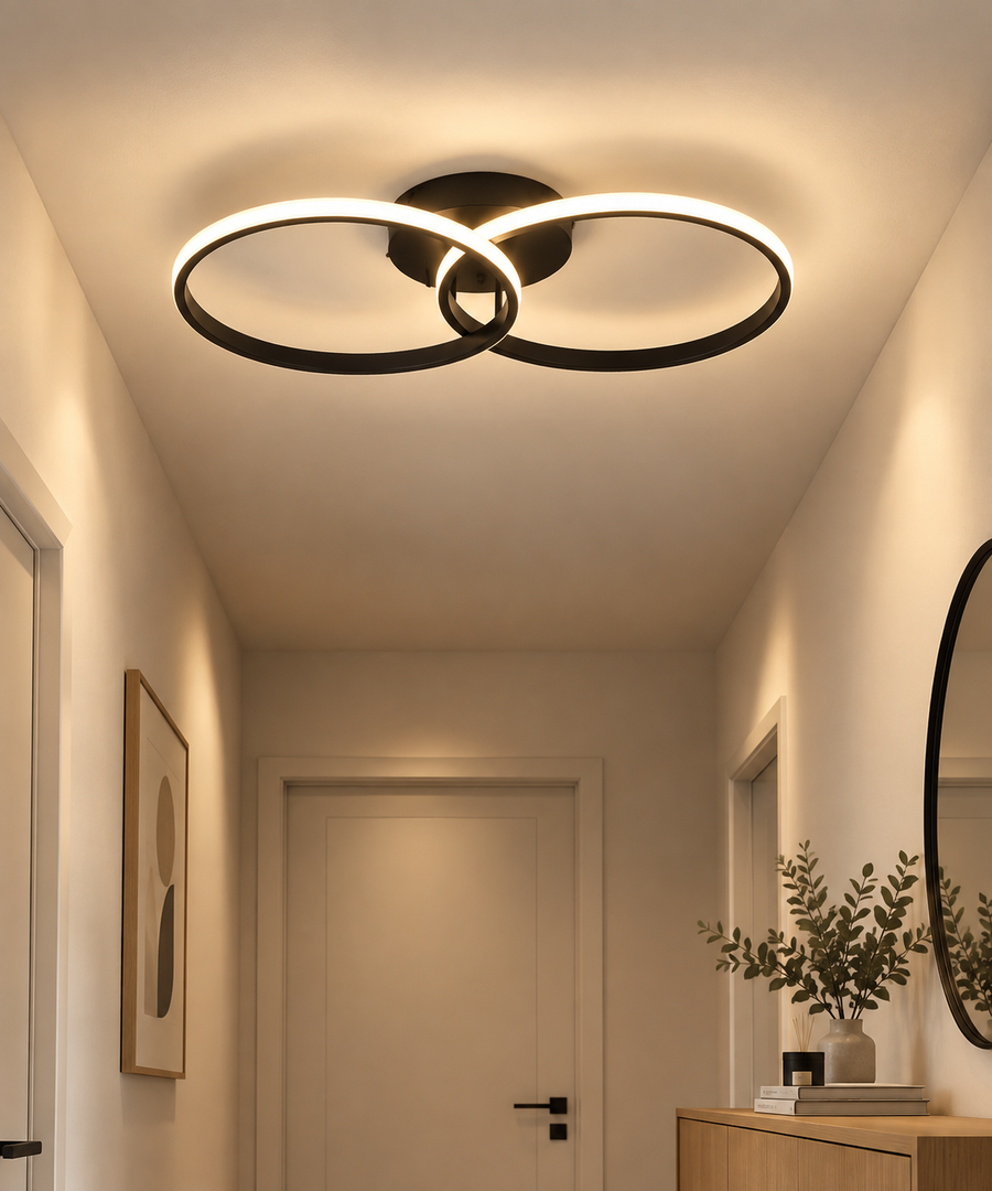 Plafonnier LED L'Éclipse de Lumoss, double anneau de 55 cm, 42 W