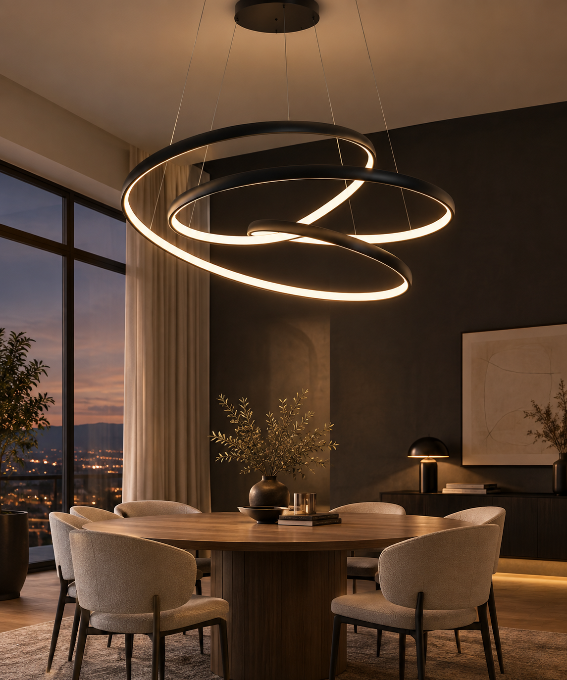 Suspension LED Le Halo de Lumoss, grand anneau sculptural de 50 cm de diamètre