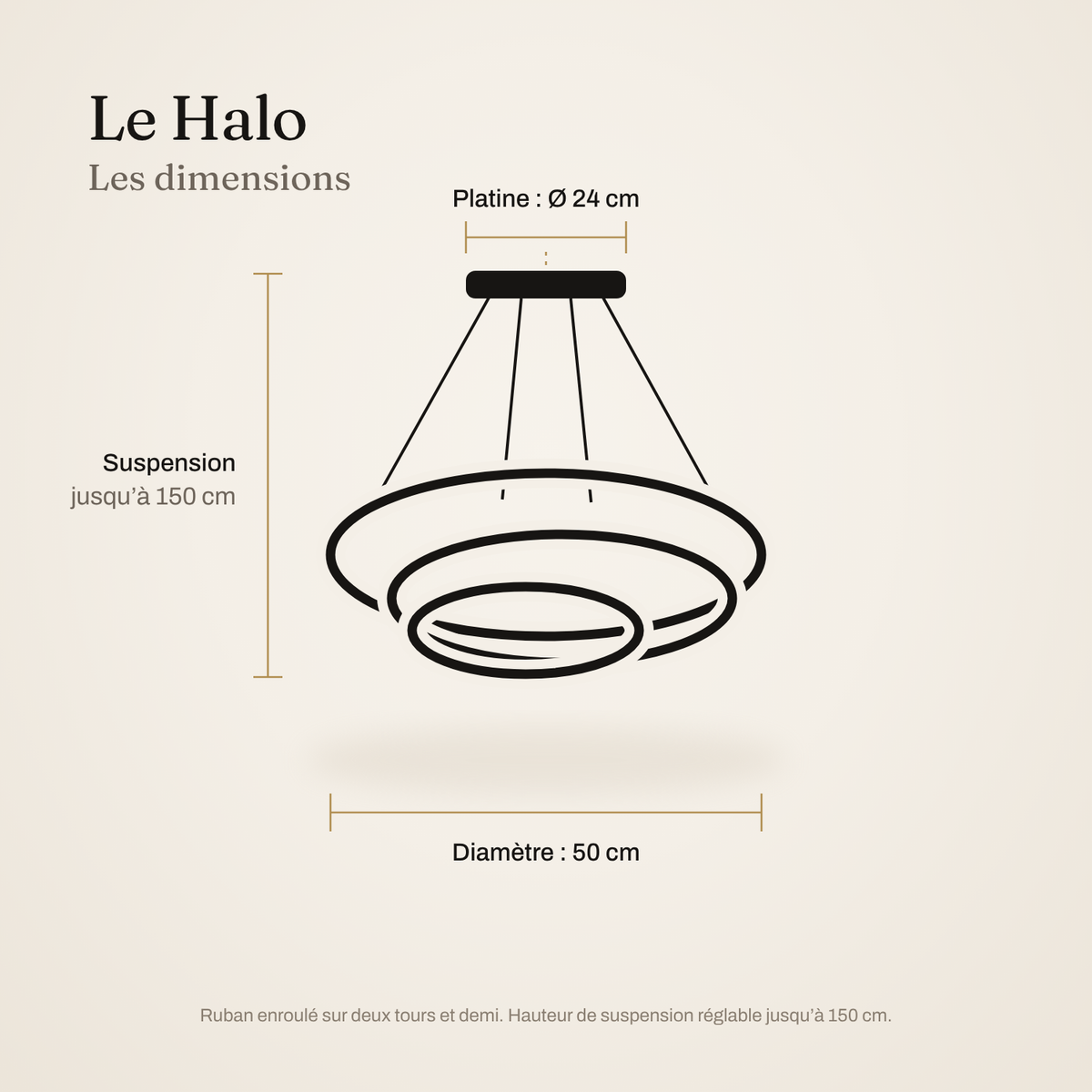 Suspension LED Le Halo de Lumoss, température de 3000 à 6500 K